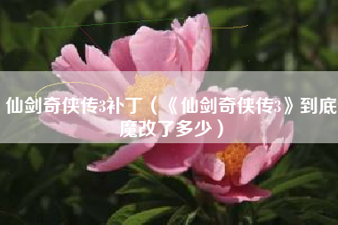 仙剑奇侠传3补丁（《仙剑奇侠传3》到底魔改了多少）