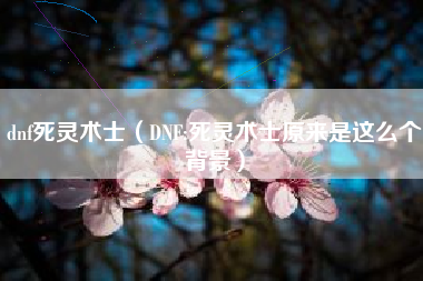 dnf死灵术士（DNF:死灵术士原来是这么个背景）