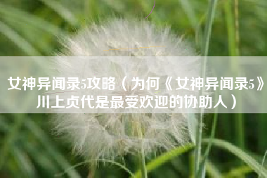 女神异闻录5攻略（为何《女神异闻录5》川上贞代是最受欢迎的协助人）