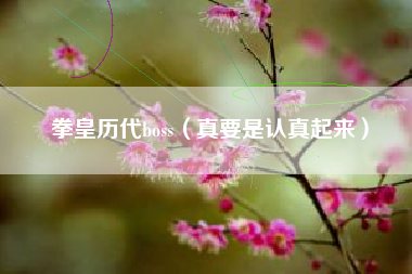 拳皇历代boss（真要是认真起来）