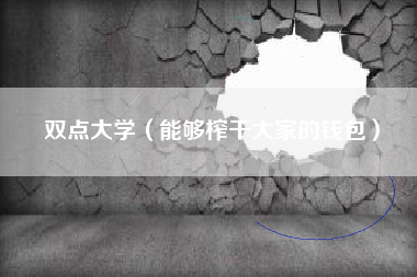 双点大学（能够榨干大家的钱包）