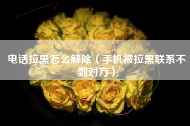 电话拉黑怎么解除（手机被拉黑联系不到对方）
