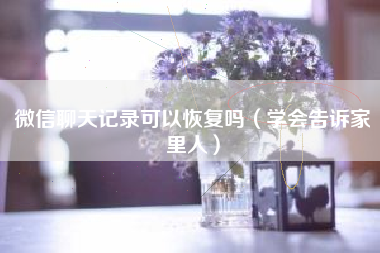 微信聊天记录可以恢复吗（学会告诉家里人）