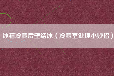 冰箱冷藏后壁结冰（冷藏室处理小妙招）