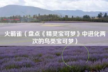 火箭雀（盘点《精灵宝可梦》中进化两次的鸟类宝可梦）