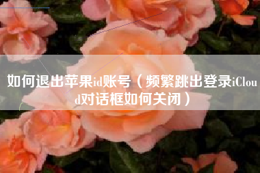 如何退出苹果id账号（频繁跳出登录iCloud对话框如何关闭）