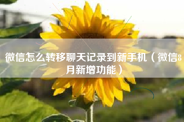 微信怎么转移聊天记录到新手机（微信8月新增功能）