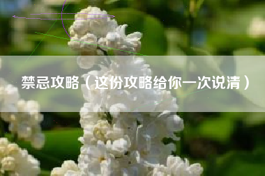 禁忌攻略（这份攻略给你一次说清）