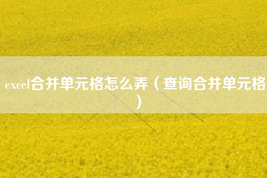 excel合并单元格怎么弄（查询合并单元格）