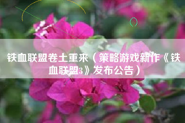 铁血联盟卷土重来（策略游戏新作《铁血联盟3》发布公告）