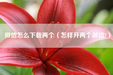 微信怎么下载两个（怎样开两个微信?）