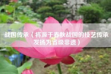 战国传承（将源于春秋战国的技艺传承发扬为省级非遗）