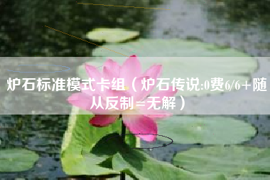 炉石标准模式卡组（炉石传说:0费6/6+随从反制=无解）
