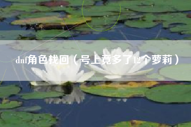 dnf角色找回（号上竟多了12个萝莉）