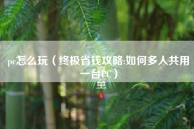 pc怎么玩（终极省钱攻略:如何多人共用一台PC）