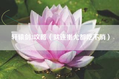 轩辕剑3攻略（就连蚩尤都吃不消）
