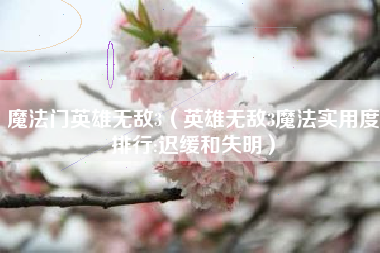 魔法门英雄无敌3（英雄无敌3魔法实用度排行:迟缓和失明）
