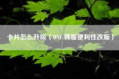 卡片怎么升级（DNF:韩服便利性改版）