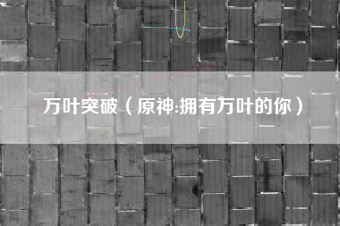 万叶突破（原神:拥有万叶的你）