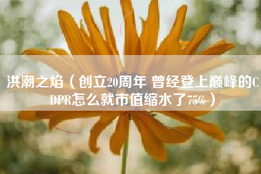 洪潮之焰（创立20周年 曾经登上巅峰的CDPR怎么就市值缩水了75%）