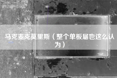 马克麦克莫里斯（整个单板届也这么认为）
