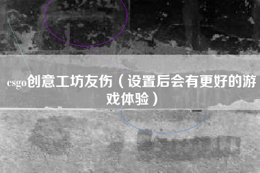 csgo创意工坊友伤（设置后会有更好的游戏体验）