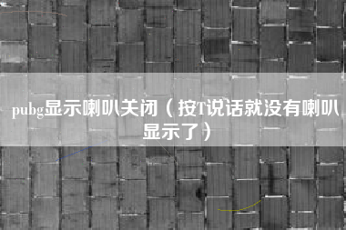 pubg显示喇叭关闭（按T说话就没有喇叭显示了）