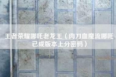 王者荣耀哪吒老龙王（肉刀血魔流哪吒已成版本上分密码）