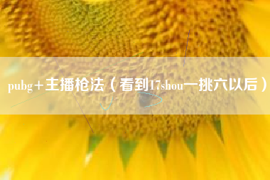 pubg+主播枪法（看到17shou一挑六以后）