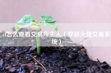 cf怎么查看交易所主人（穿越火线交易系统）