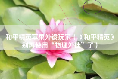 和平精英苹果外设玩家（《和平精英》别再使用“物理外挂”了）