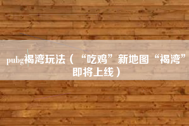 pubg褐湾玩法（“吃鸡”新地图“褐湾”即将上线）