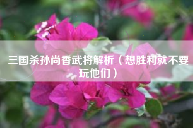 三国杀孙尚香武将解析（想胜利就不要玩他们）