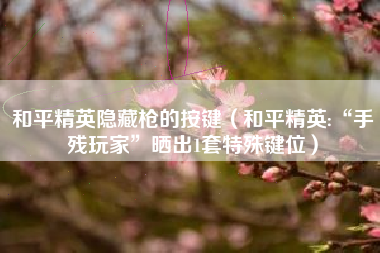 和平精英隐藏枪的按键（和平精英:“手残玩家”晒出1套特殊键位）