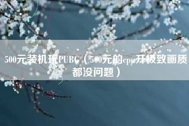 500元装机玩PUBG（500元的cpu开极致画质都没问题）