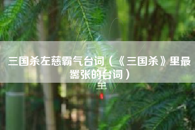 三国杀左慈霸气台词（《三国杀》里最嚣张的台词）