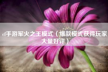 cf手游军火之王模式（爆款模式获得玩家大量好评）