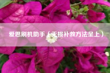 爱思刷机助手（无损补救方法呈上）
