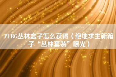 PUBG丛林盒子怎么获得（绝地求生新箱子“丛林套装”曝光）