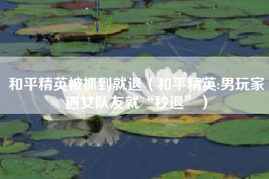 和平精英被抓到就退（和平精英:男玩家遇女队友就“秒退”）