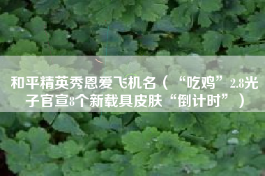 和平精英秀恩爱飞机名（“吃鸡”2.8光子官宣8个新载具皮肤“倒计时”）