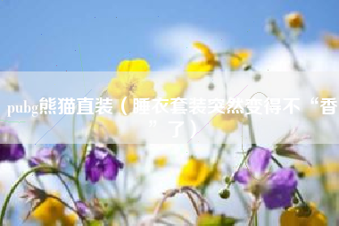 pubg熊猫直装（睡衣套装突然变得不“香”了）