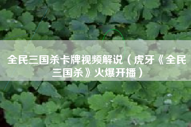 全民三国杀卡牌视频解说（虎牙《全民三国杀》火爆开播）