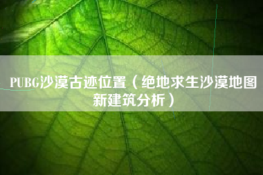 PUBG沙漠古迹位置（绝地求生沙漠地图新建筑分析）