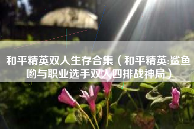 和平精英双人生存合集（和平精英:鲨鱼哟与职业选手双人四排战神局）