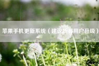 苹果手机更新系统（建议所有用户升级）