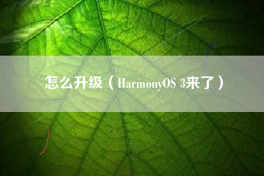 怎么升级（HarmonyOS 3来了）