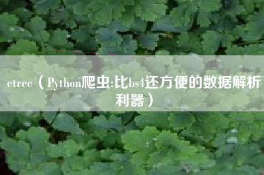 etree（Python爬虫:比bs4还方便的数据解析利器）
