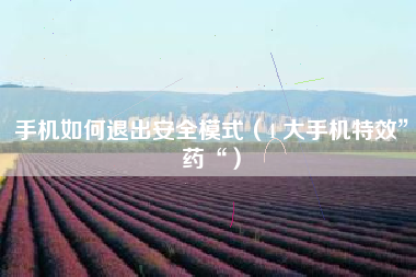 手机如何退出安全模式（4 大手机特效”药“）