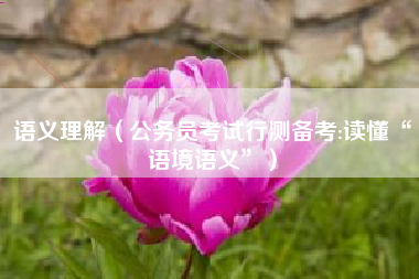 语义理解（公务员考试行测备考:读懂“语境语义”）